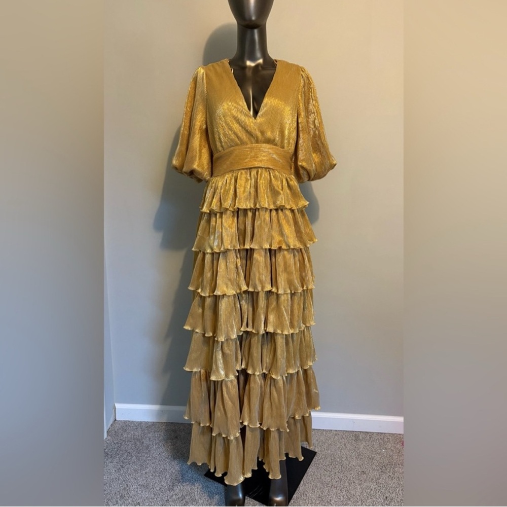 Red Dress Boutique Yellow Tiered Maxi Gown